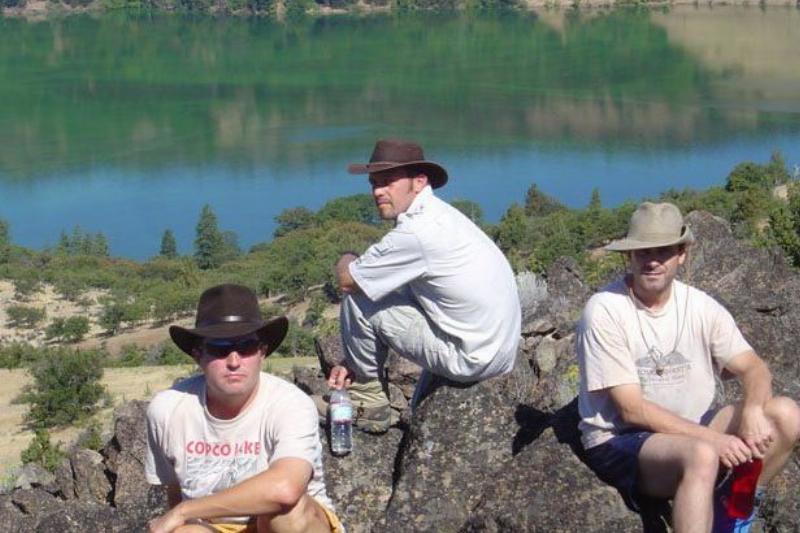 three of the five friends at Copco Lake, California