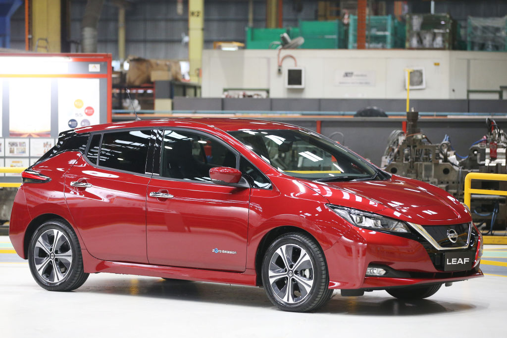The new Nissan Leaf vehicle is seen on July 11, 2019 