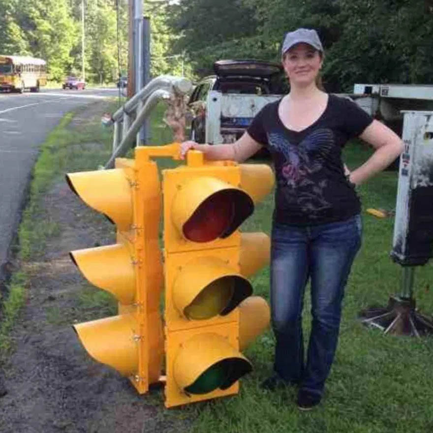 traffic light with lady 