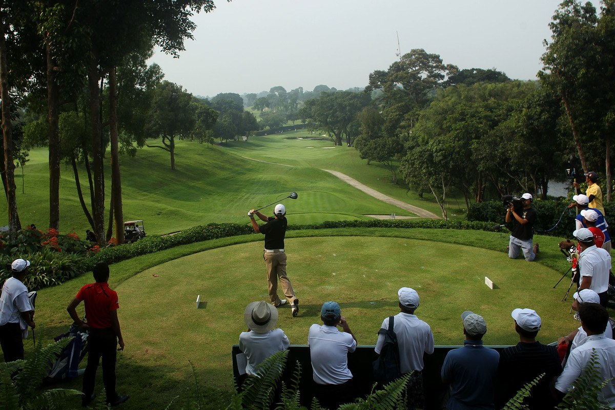 Cameron Smith of Australia plays from the 12th tee during day three of the 2011 Asian Amateur Championship at the Singapore Island Country Club.