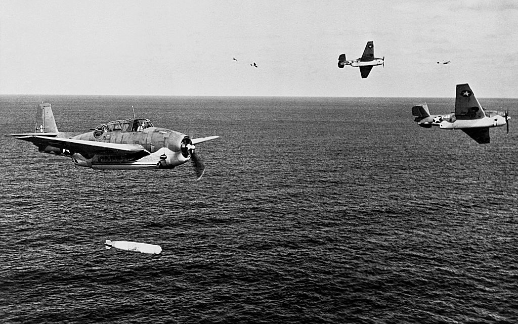 Plane dropping torpedoes 