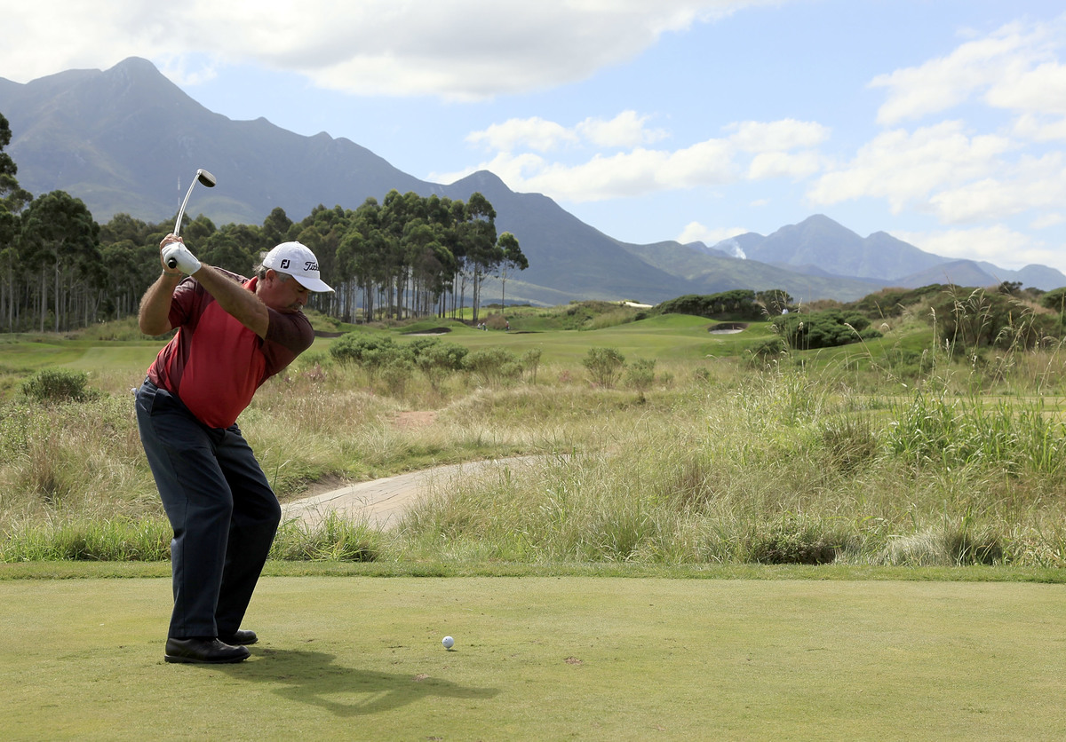 Angel Franco of Paraguay plays golf in the Links at Fancourt.