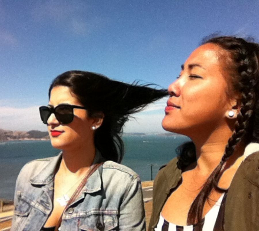 some breathing in looks like they're sniffing hair