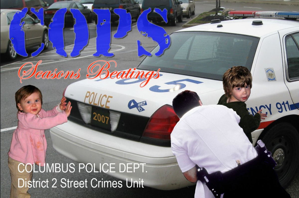 man sets up christmas card like tv show cops