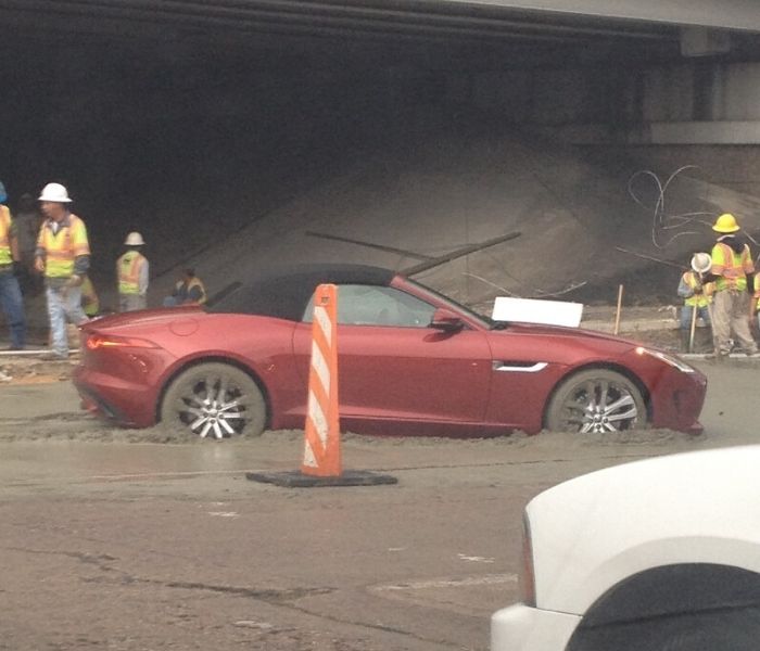 jaguar stuck in cement