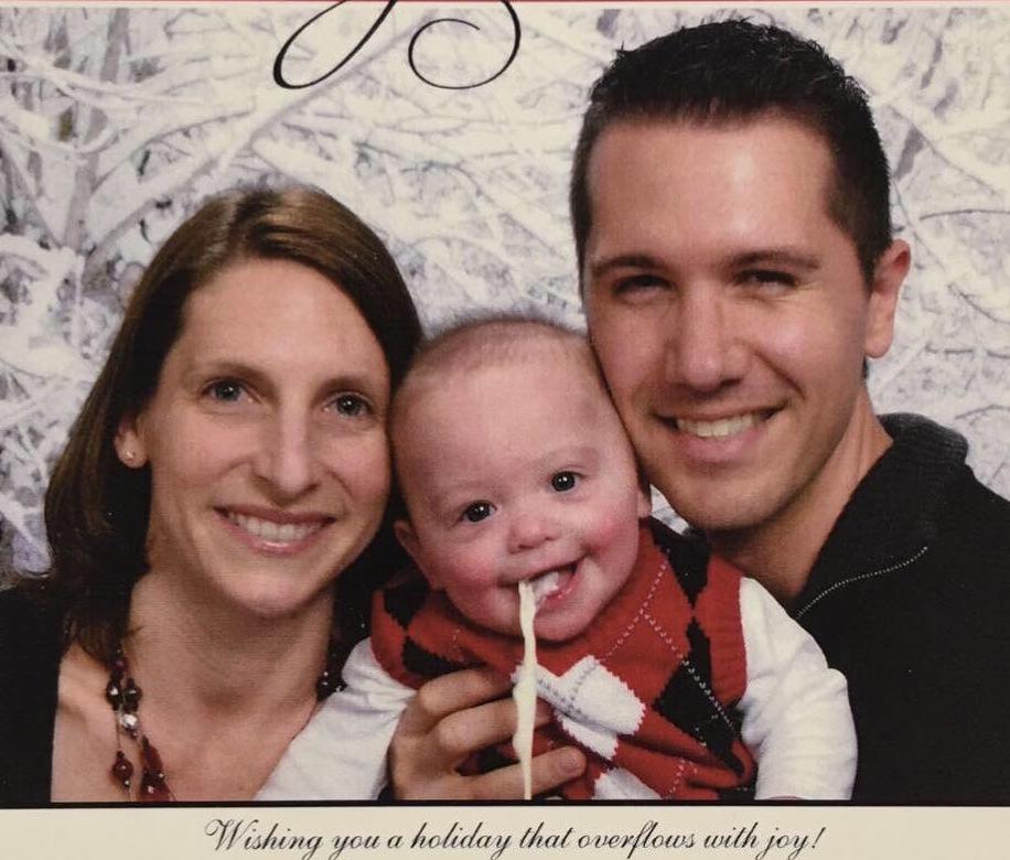 baby pukes during christmas photo