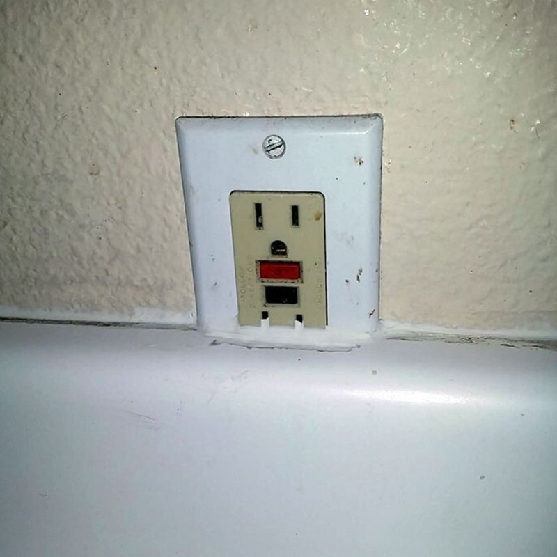 outlet covered half by counters