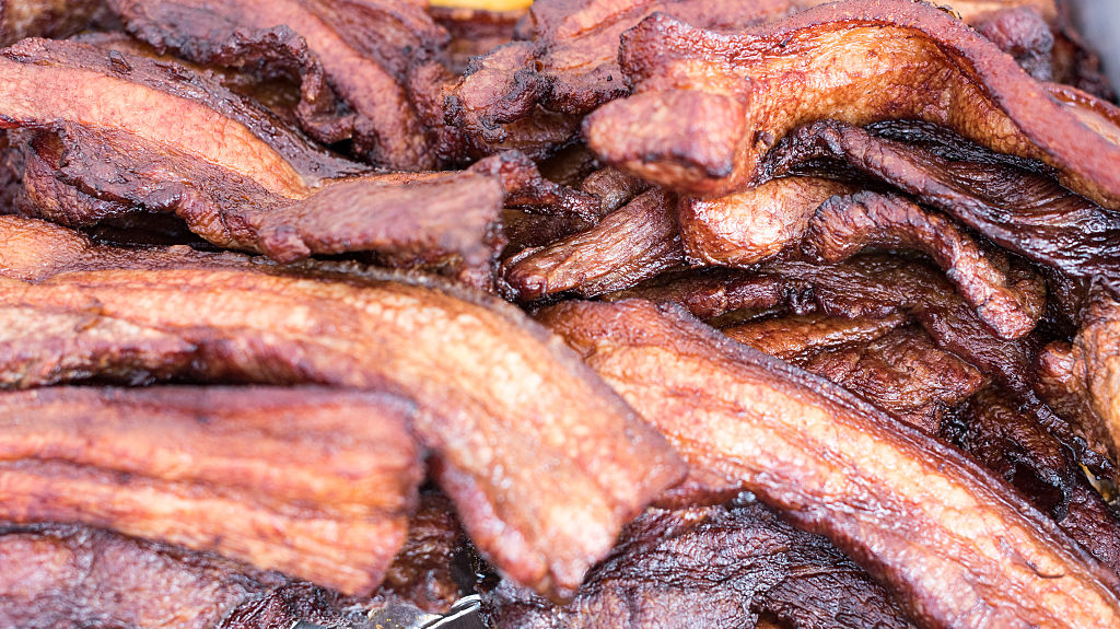 close-up of pieces of bacon