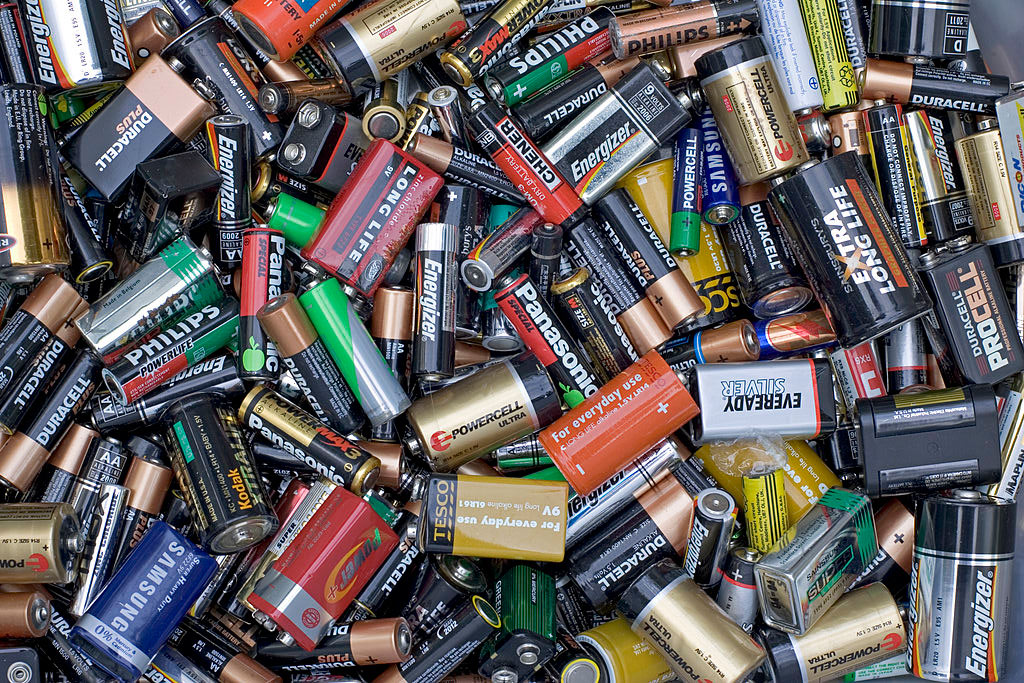 drawer of old batteries