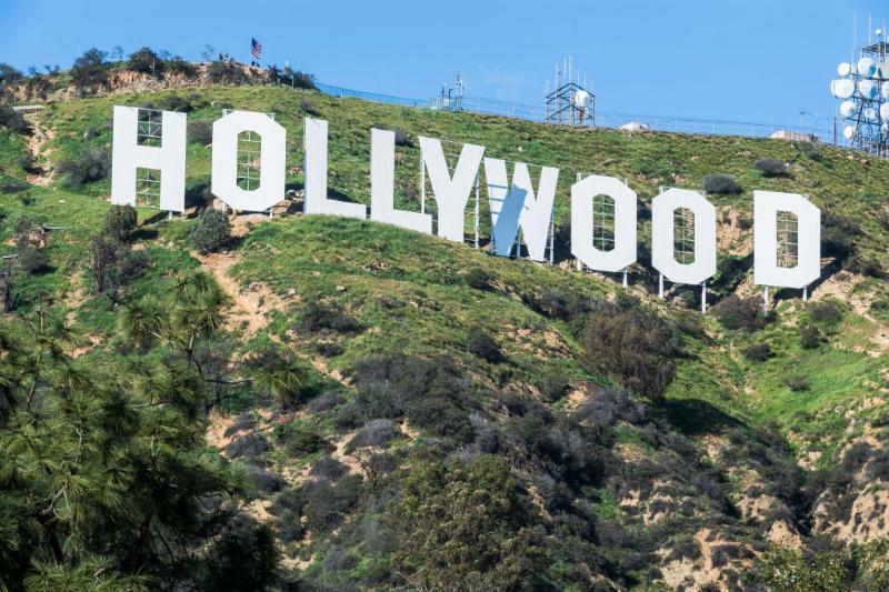 a close-up shot of the hollywood sign