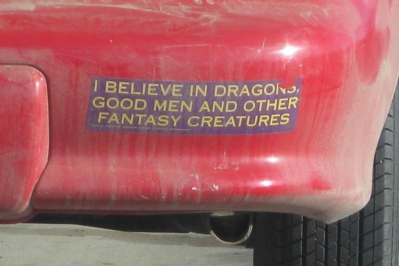 fantasy creatures bumper sticker about men