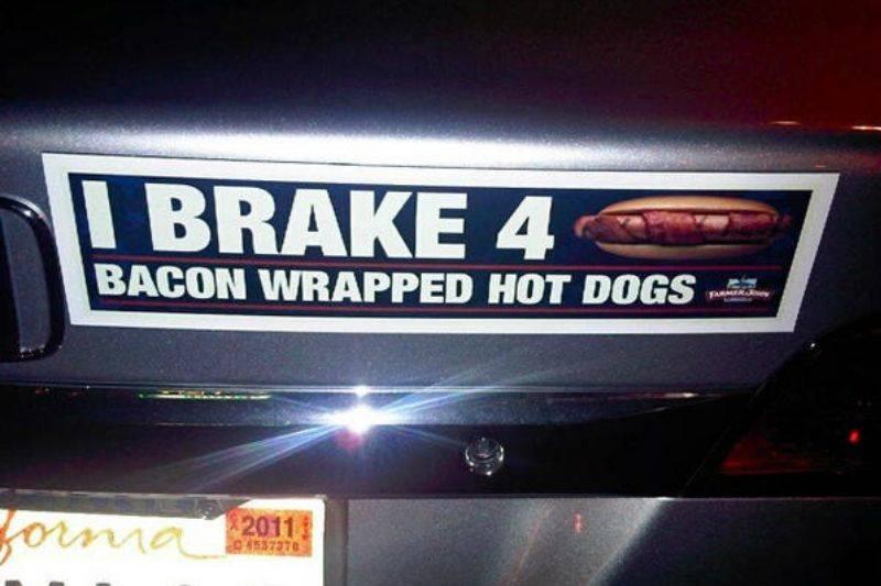 always brake for hot dogs bumper sticker