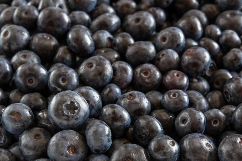 close-up of a pile of blueberries