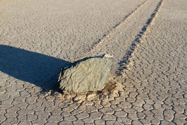 The Racetrack Playa is located above the northwestern side of Death Valley,