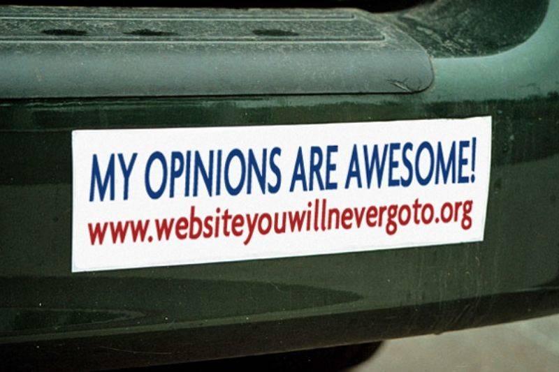 my opinions are awesome website bumper sticker