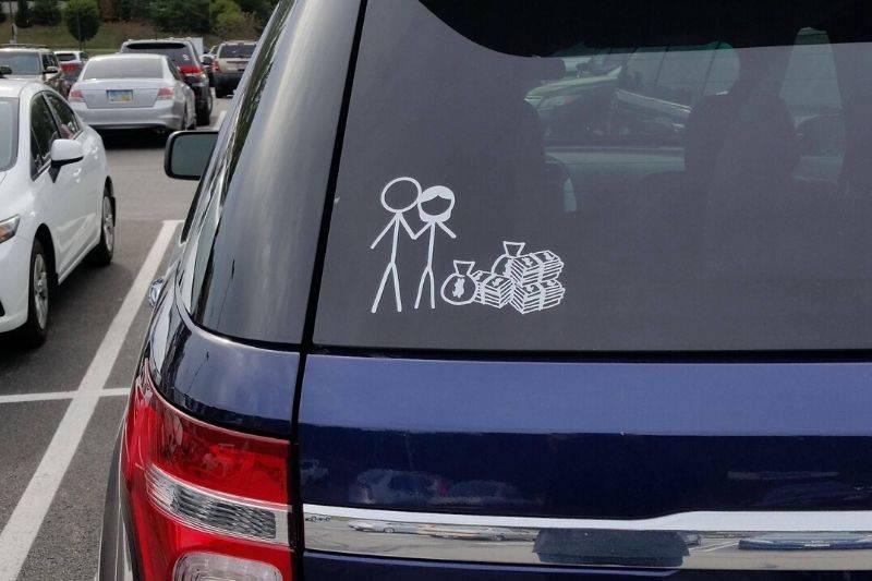 stick people with money decal