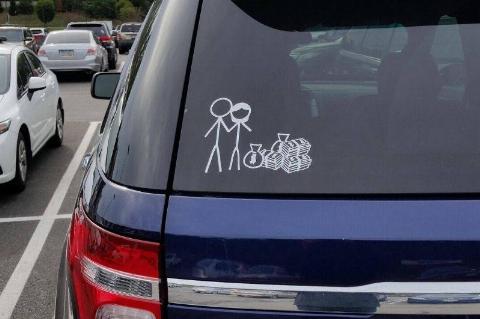 stick people with money decal