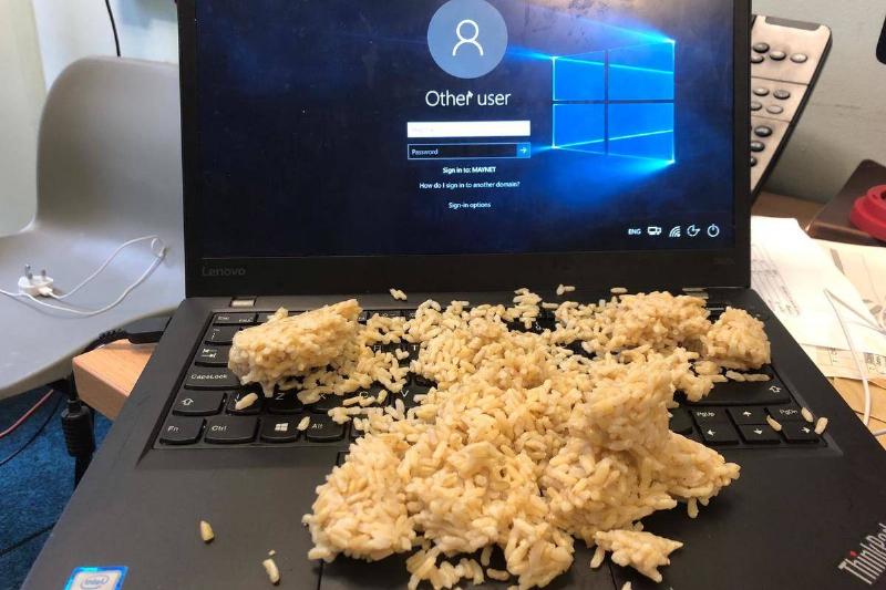 put the laptop in rice