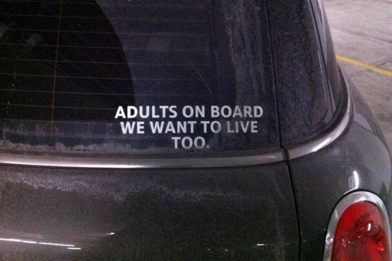 adults on board too bumper sticker