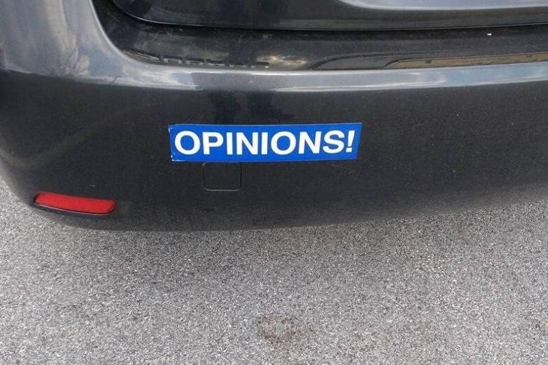 opinions! bumper sticker