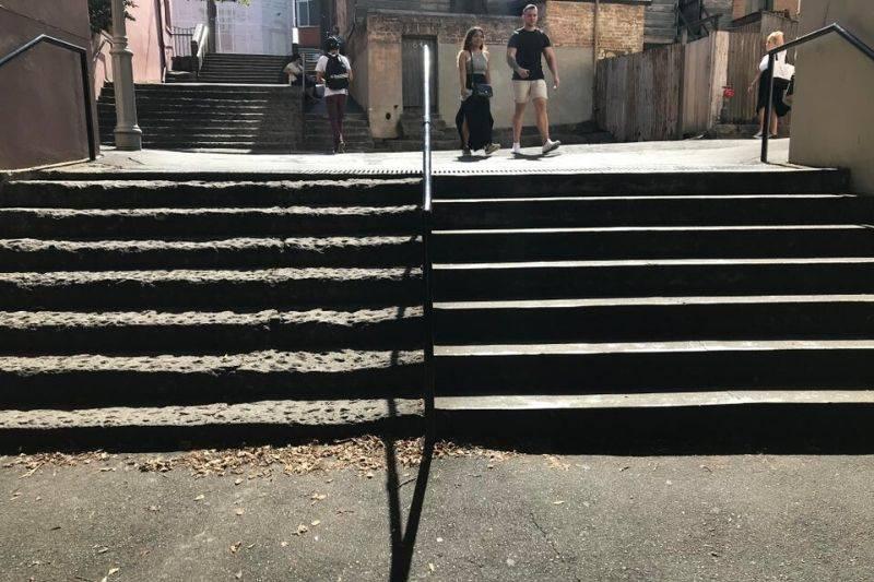 stairs built many years apart 