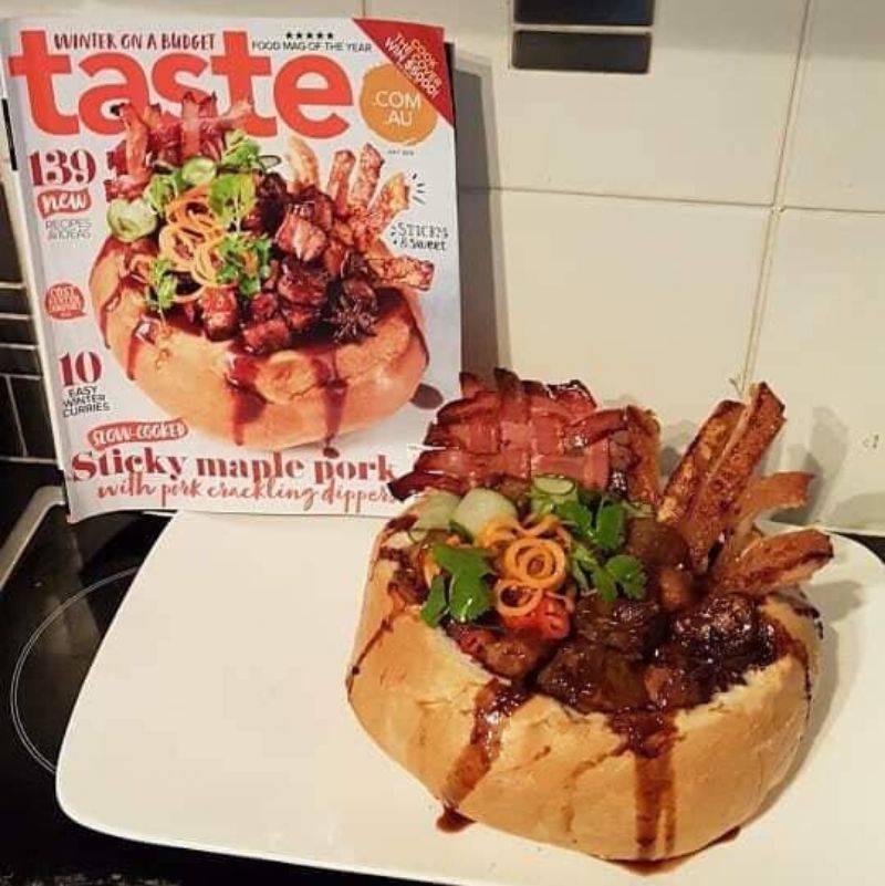 someone made the food on the cover of a magazine