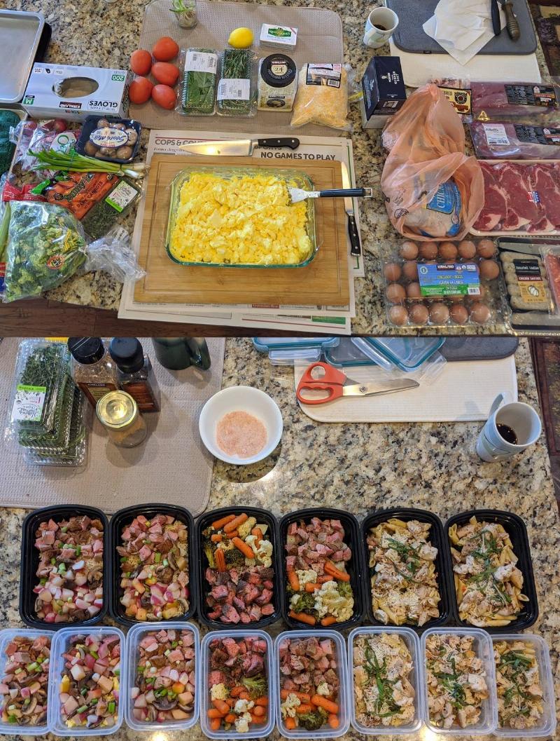 before and after of ingredients and prepared meals