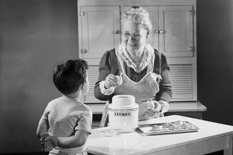 Woman with cookie jar 