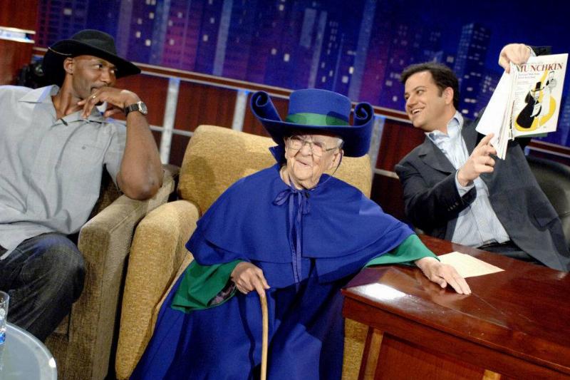 Karl Malone, Meinhardt Raabe and Host Jimmy Kimmel on the 