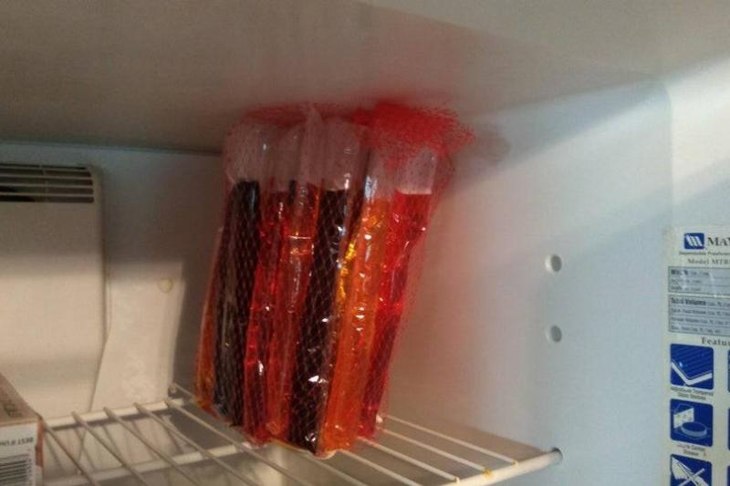 freezing your freezies right side up so you don't loose any juice