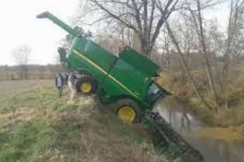 Tractor in the water 