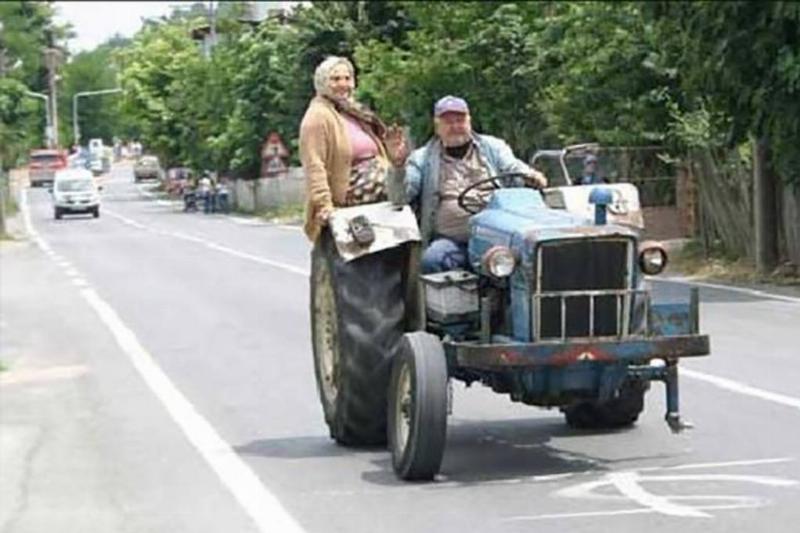 Woman and man on the truck 