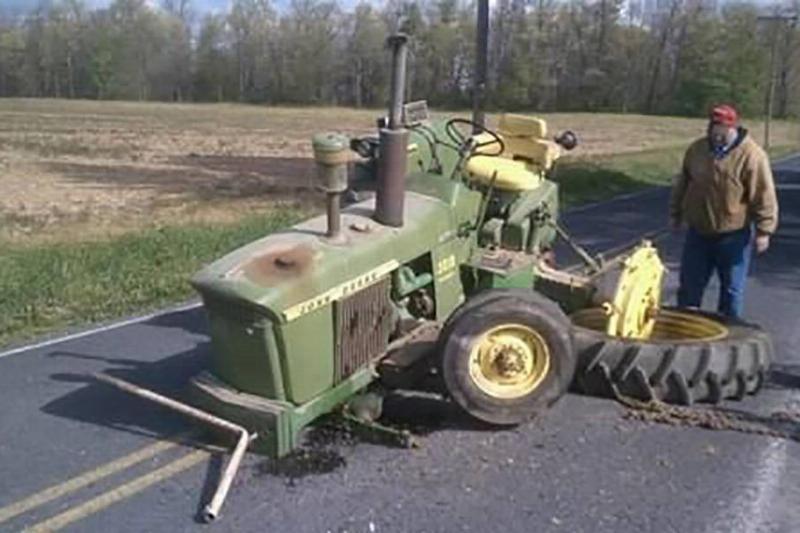 Tractor in the middle of the road 