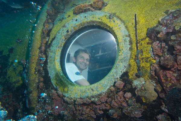 Fabien Cousteau in Aquarius. Credit: Christopher Marks