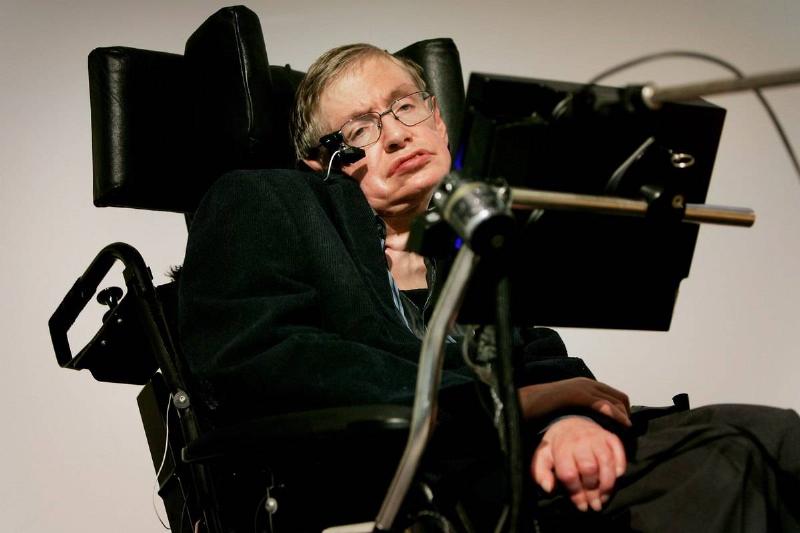 Professor Stephen Hawking delivers his speech