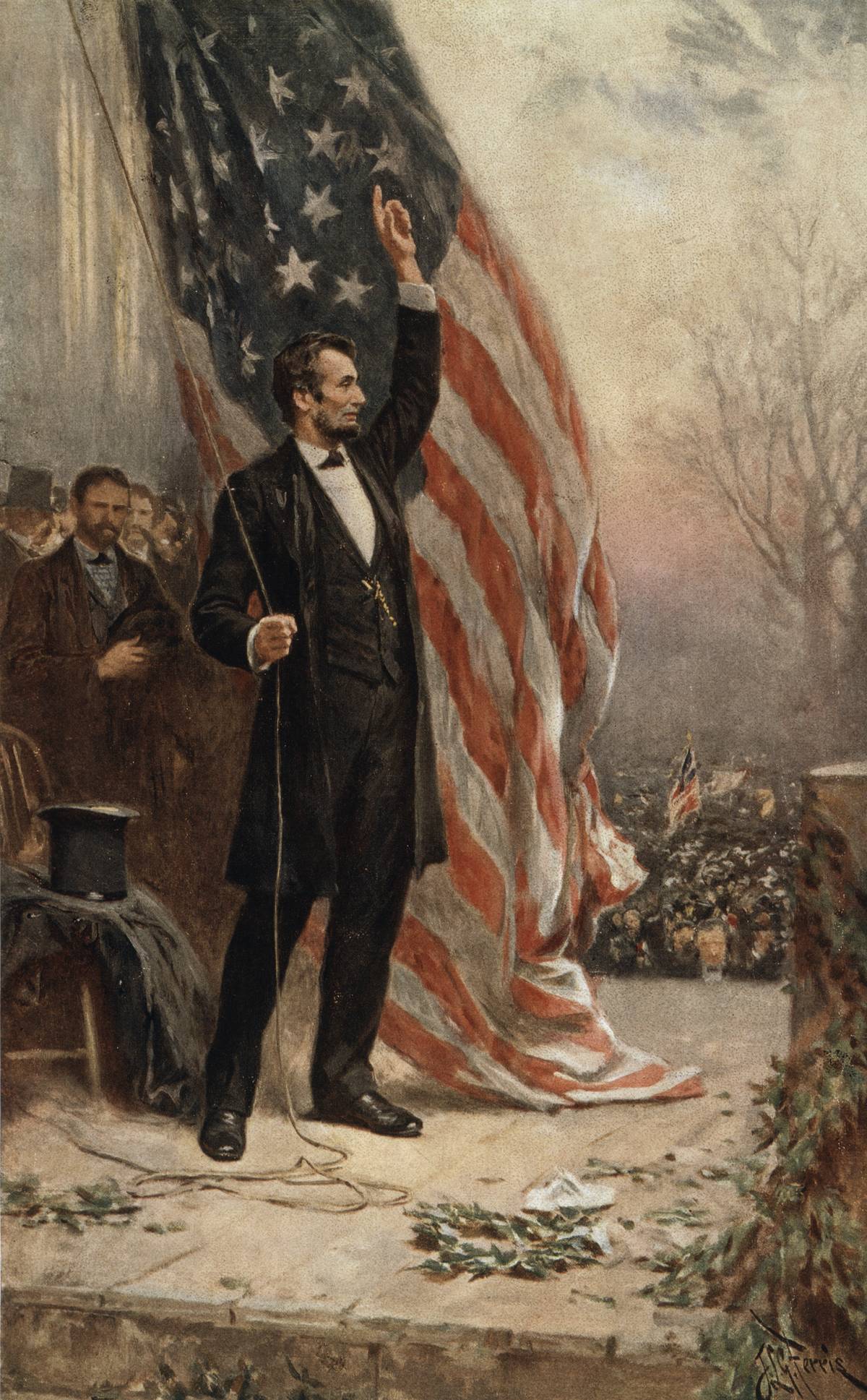Abraham Lincoln with American flag