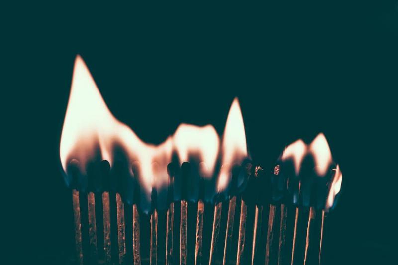 set of lit matches