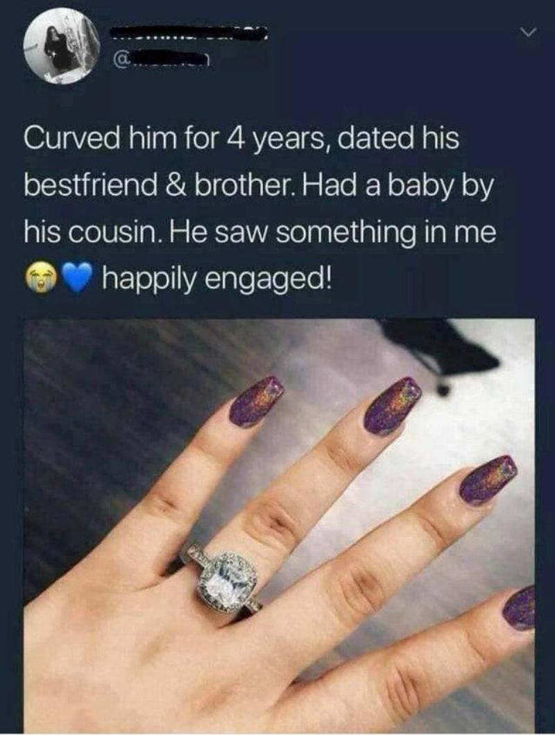 engagement ring on hand