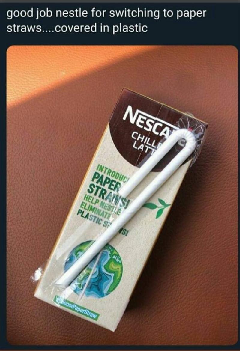 paper straw in plastic