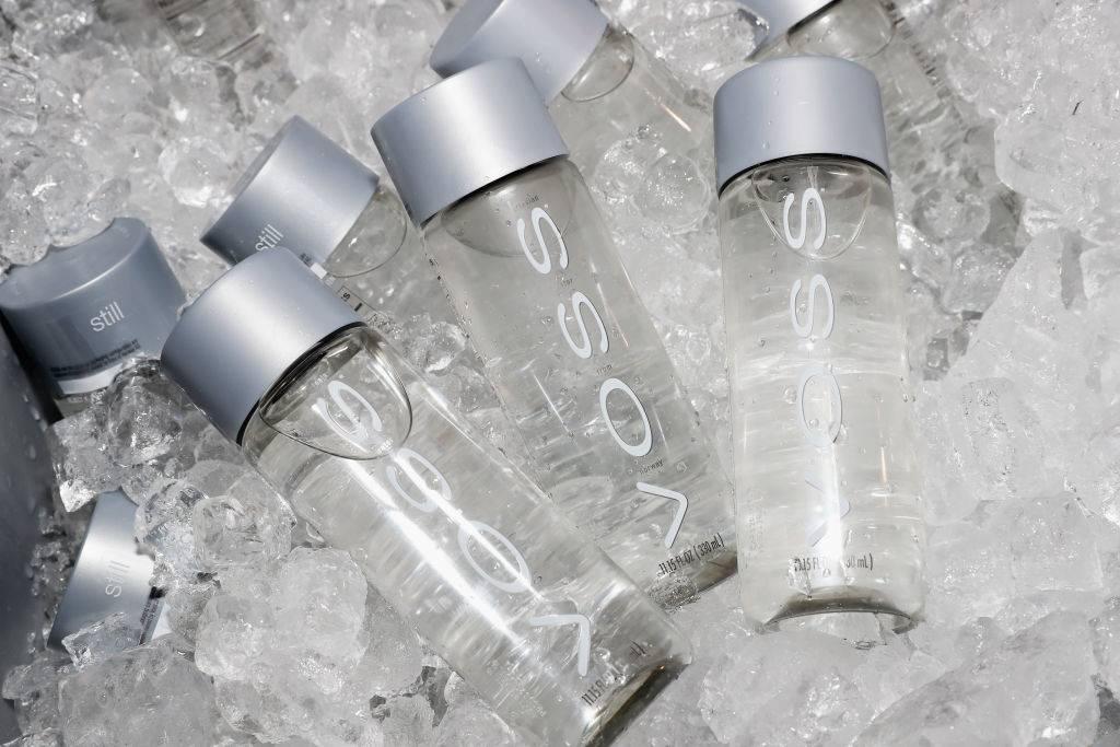 voss water bottles in ice