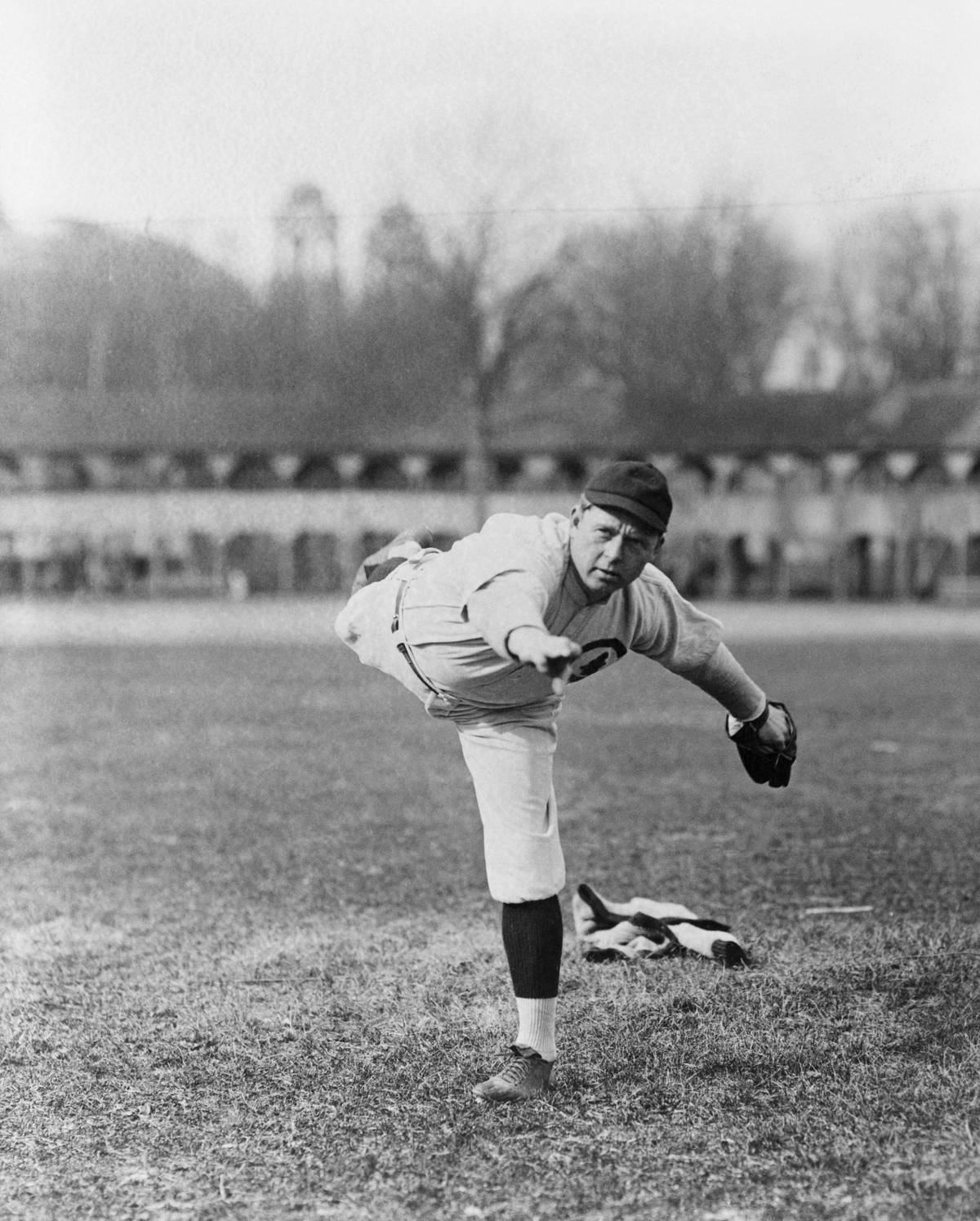 Mordecai Brown Pitching Baseball