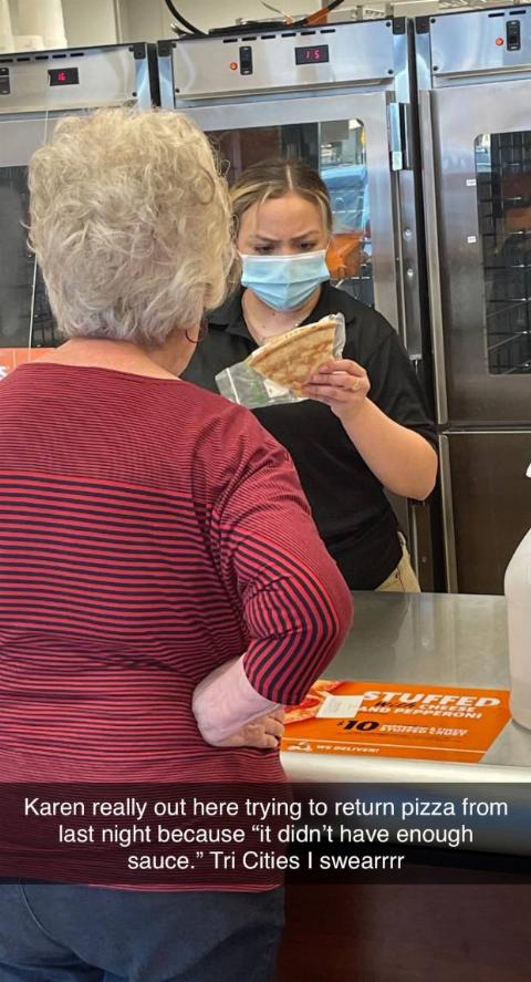 return pizza from last night because not enough sauce