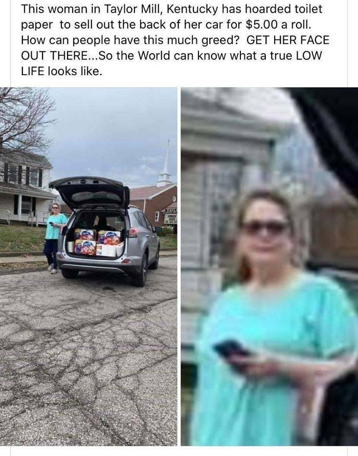 selling TP out her van