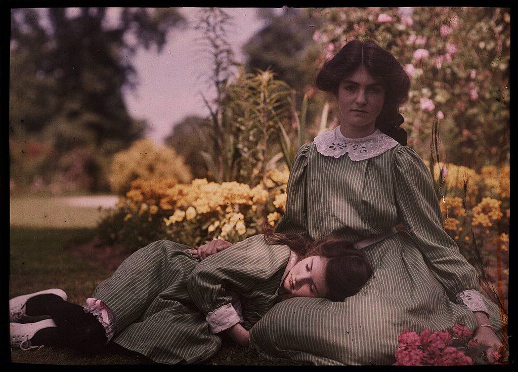 two sisters in a garden