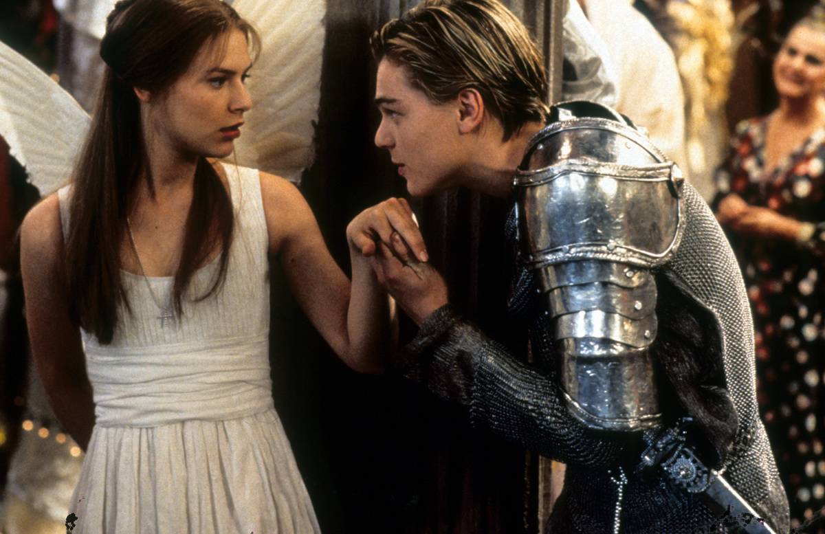 Claire Danes and Leonardo DiCaprio in the film adaptation of the famous play Romeo And Juliet.