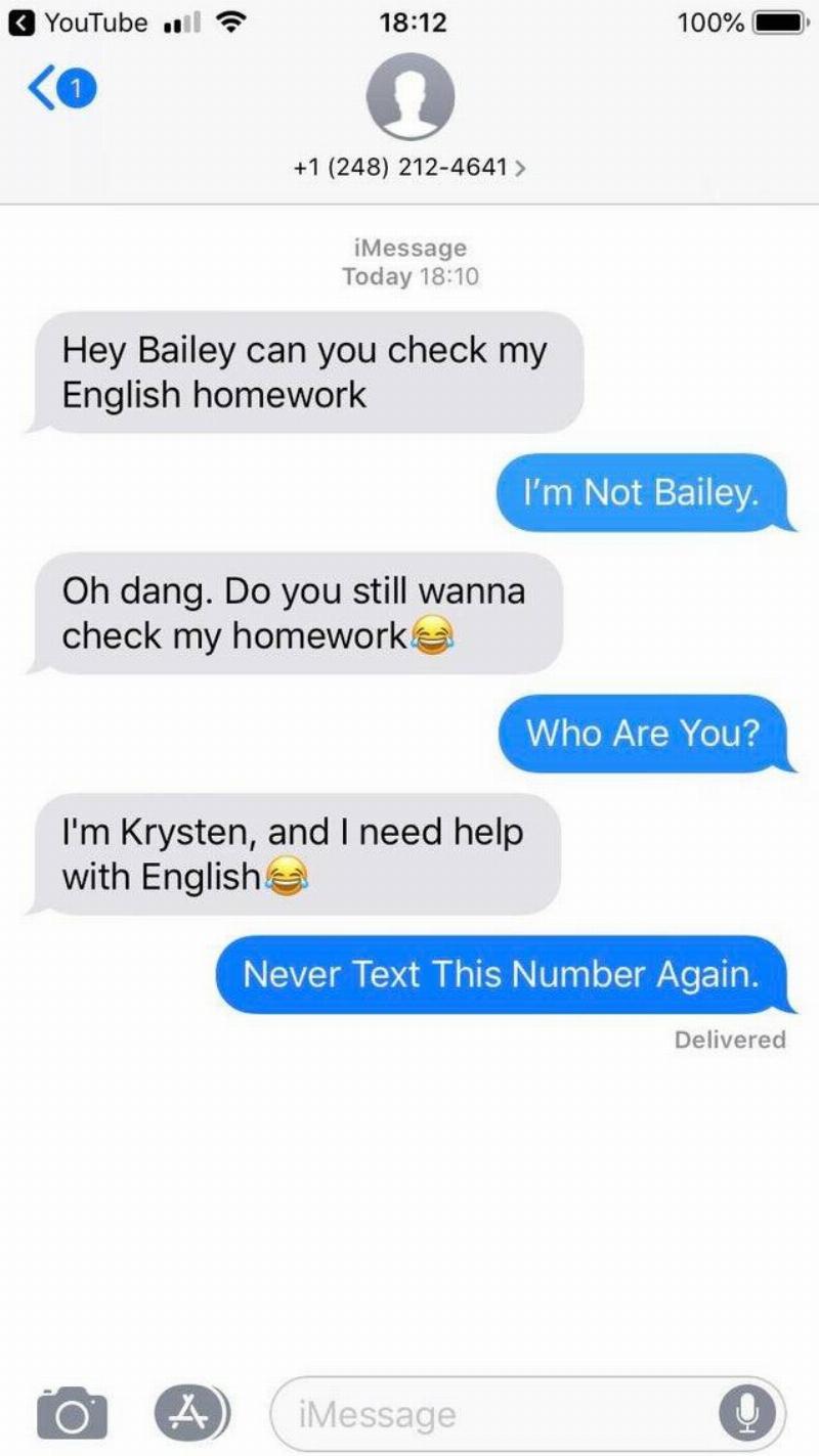 Wrong number check about homework. 