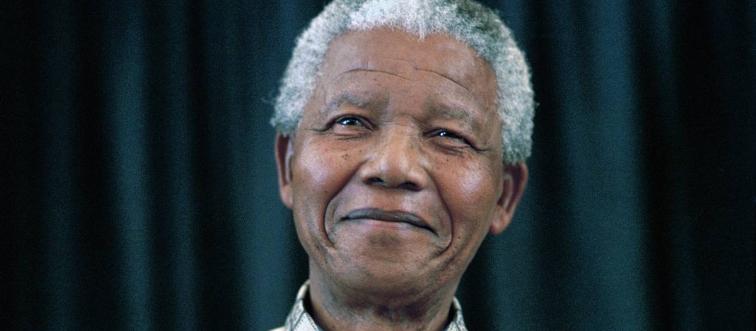 A smiling Nelson Mandela.