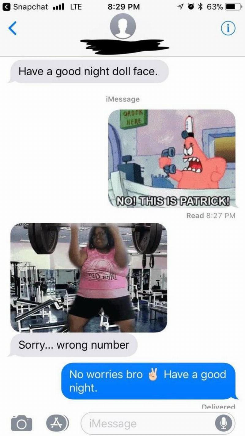 Wrong number text with gifs sent back and forth