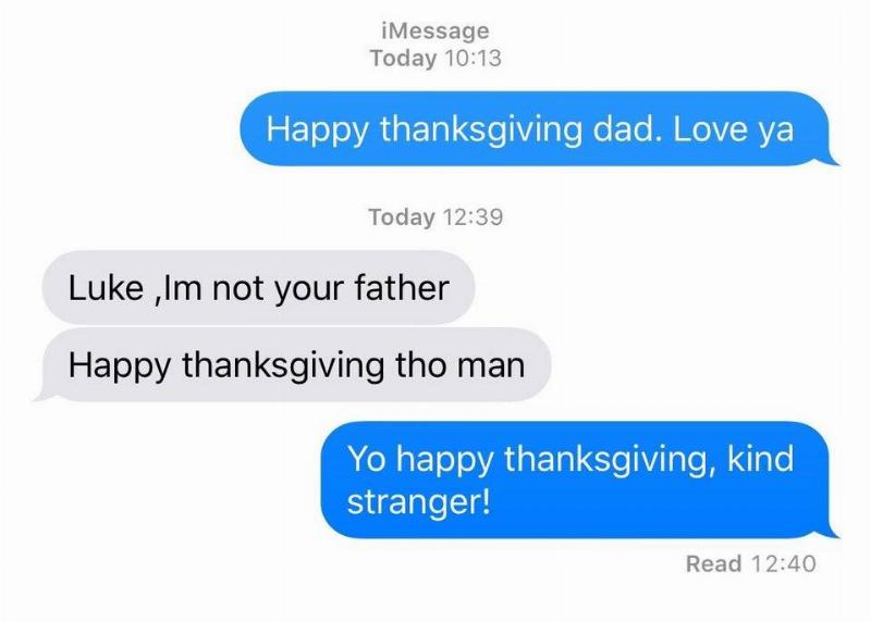 Wrong number text from a son.