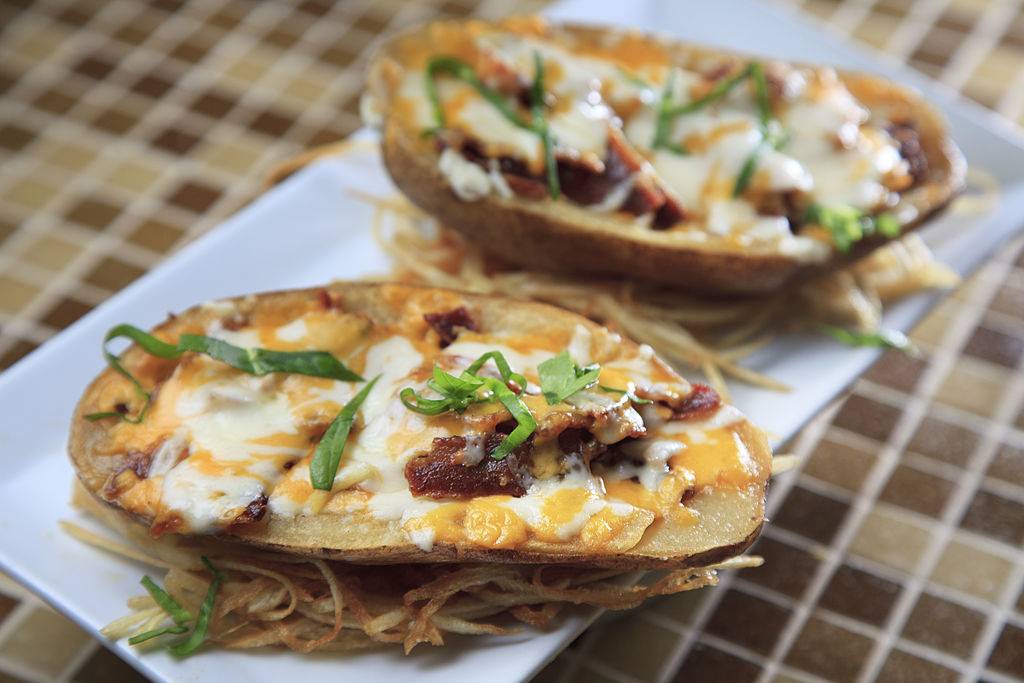 Bacon and cheese potato skins